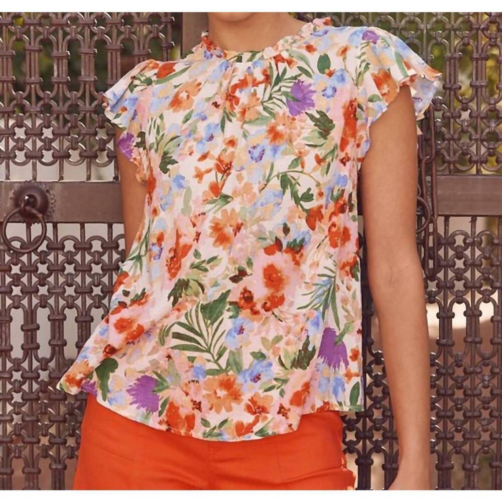 NEW IN FEBRUARY flutter sleeve floral print blouse in red